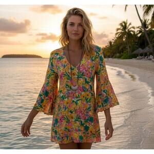 Anne Cole floral blouse/ swim cover